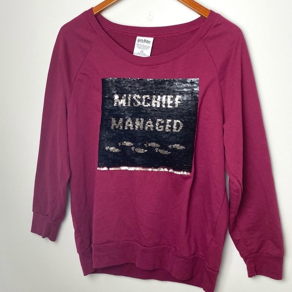 Harry Potter Reverse / Flip Sequin Mauraders Map Top Shirt 2XL - Picture 3 of 7